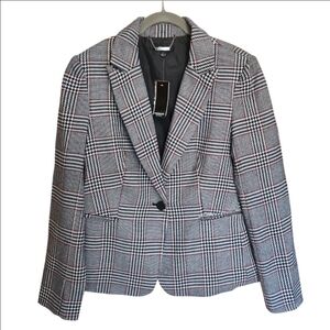 PREMISE GLEN PLAID ONE-BUTTON PEAK LAPEL BLAZER SIZE 12 NWT
